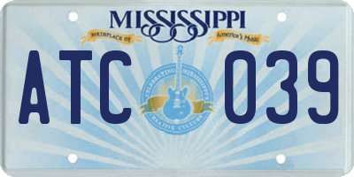 MS license plate ATC039