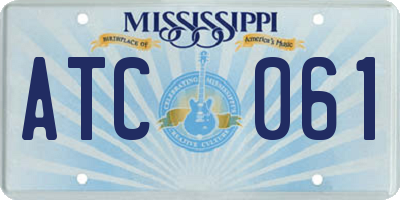 MS license plate ATC061