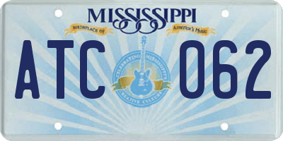 MS license plate ATC062