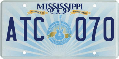 MS license plate ATC070