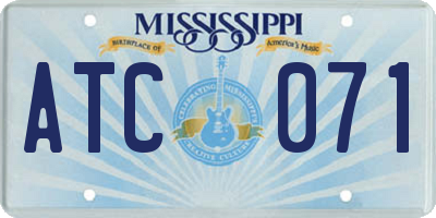 MS license plate ATC071