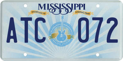 MS license plate ATC072