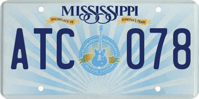 MS license plate ATC078
