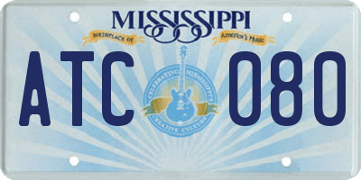 MS license plate ATC080