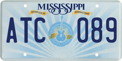 MS license plate ATC089