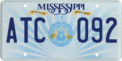 MS license plate ATC092