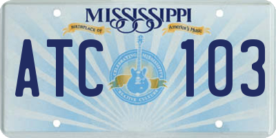 MS license plate ATC103