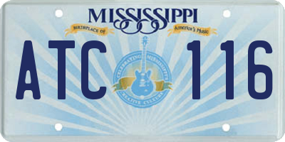 MS license plate ATC116