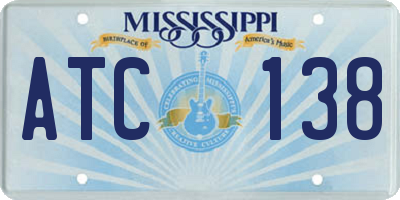 MS license plate ATC138