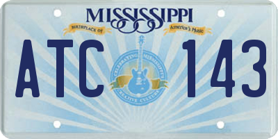 MS license plate ATC143