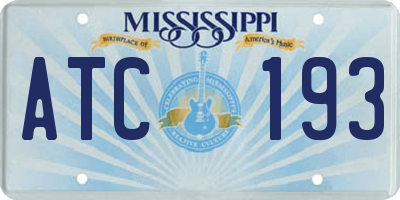 MS license plate ATC193