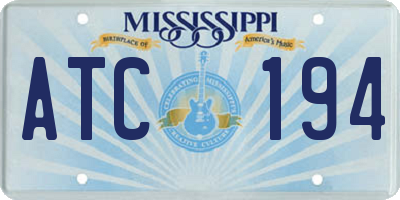 MS license plate ATC194