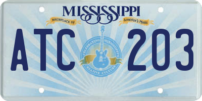 MS license plate ATC203