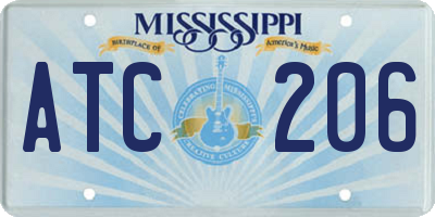 MS license plate ATC206