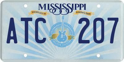 MS license plate ATC207