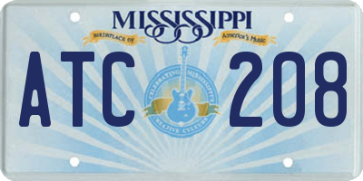 MS license plate ATC208