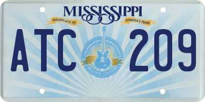 MS license plate ATC209
