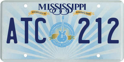 MS license plate ATC212