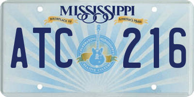 MS license plate ATC216