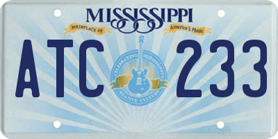 MS license plate ATC233