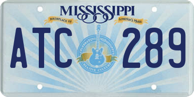 MS license plate ATC289