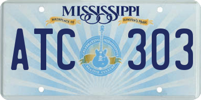 MS license plate ATC303