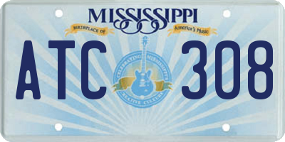 MS license plate ATC308