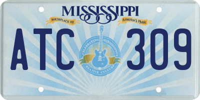 MS license plate ATC309