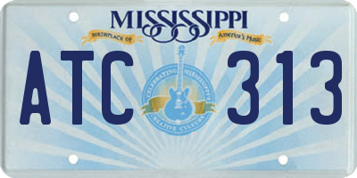 MS license plate ATC313