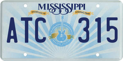 MS license plate ATC315