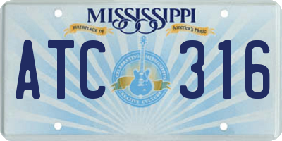 MS license plate ATC316
