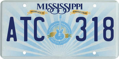 MS license plate ATC318