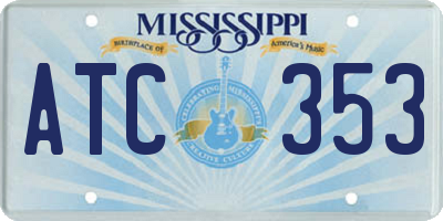 MS license plate ATC353