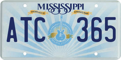 MS license plate ATC365