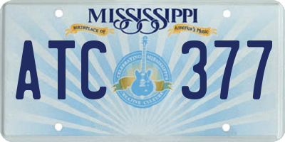 MS license plate ATC377