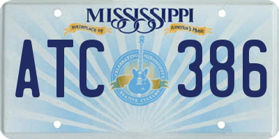 MS license plate ATC386