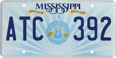 MS license plate ATC392