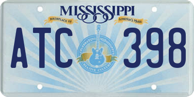 MS license plate ATC398