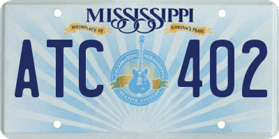 MS license plate ATC402