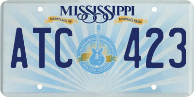 MS license plate ATC423