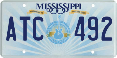 MS license plate ATC492
