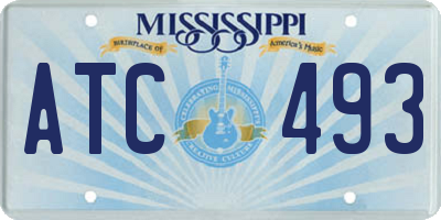 MS license plate ATC493
