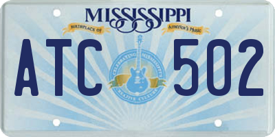 MS license plate ATC502