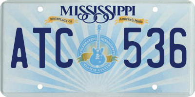 MS license plate ATC536