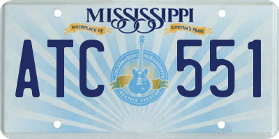 MS license plate ATC551