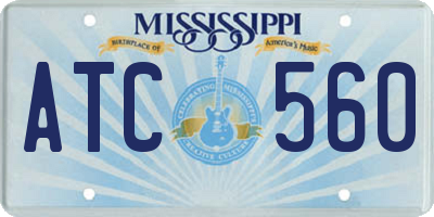 MS license plate ATC560