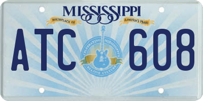 MS license plate ATC608