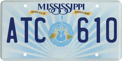 MS license plate ATC610