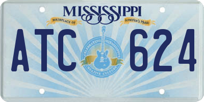 MS license plate ATC624