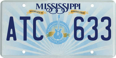 MS license plate ATC633